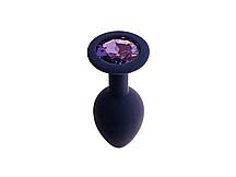 Анальная пробка с кристаллом Gamma, цвет Черничный + фиолетовый кристалл  (CORE) (S)