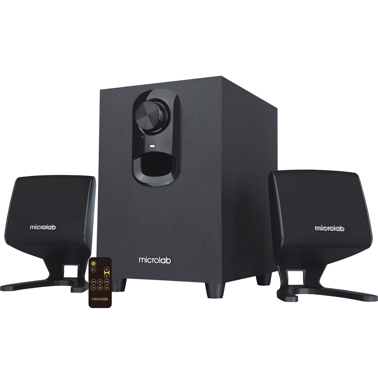 Колонки Microlab M-108BT (2.1) - Black, 11Вт(2x3+5) RMS, 20Hz-20kHz, 80dB, Bluetooth, +RC - фото 1 - id-p93217272