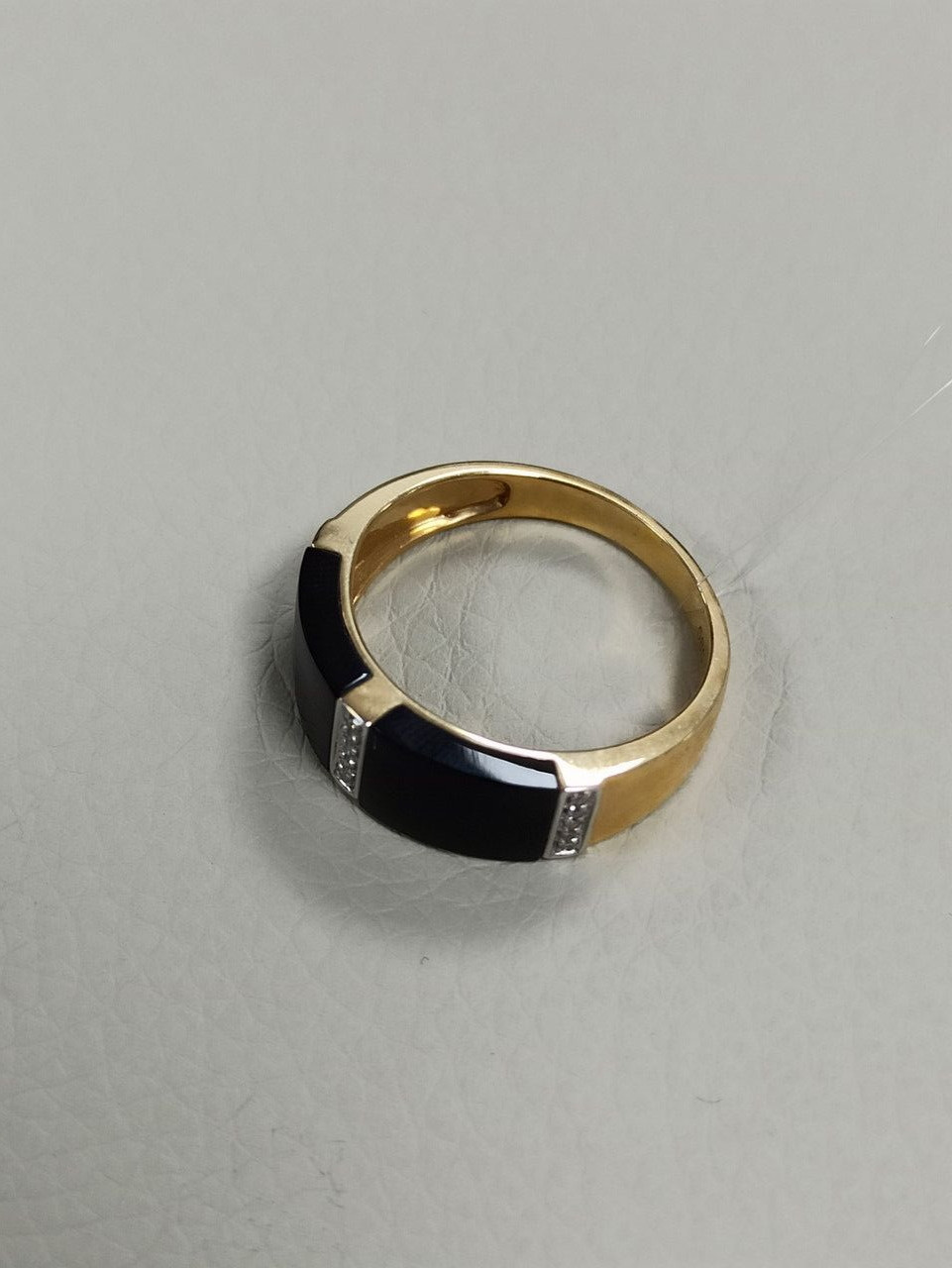 Кольцо с ониксом и бриллиантами / 17,5 размер ( Шоурум ) - фото 4 - id-p93225720