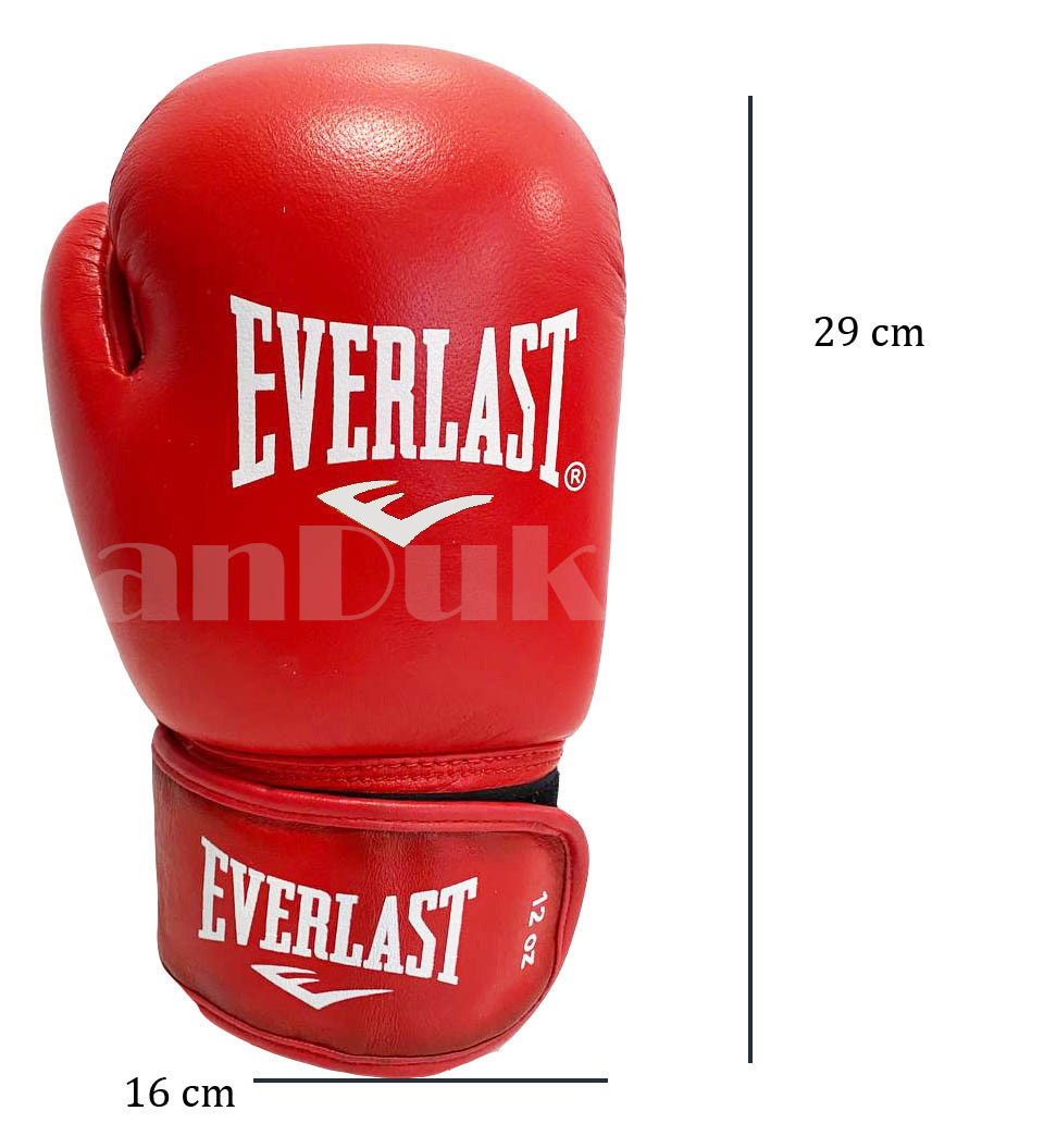 Боксерские перчатки кожаные 12-OZ Everlast красные с надписью - фото 2 - id-p89254547