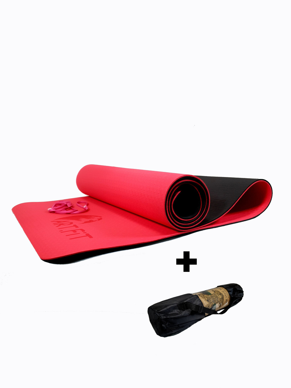 Коврики для йоги ART.FiT (61х183х0.6 см) TPE, с чехлом, цвета в ассортименте красно-черный - фото 1 - id-p93244342