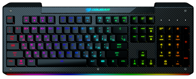 Клавиатура Cougar Aurora S, Black, Wired, Gaming, Multimedia, RGB-Backlight, USB