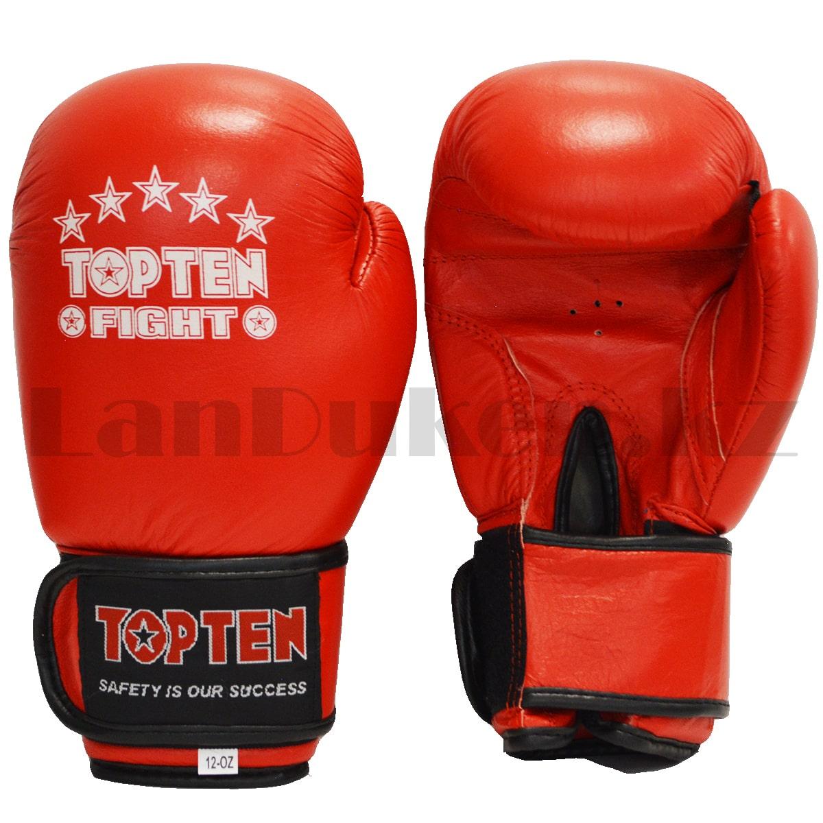 Боксерские перчатки 12-OZ Topten Fight красные-черные с надписью - фото 1 - id-p93257797