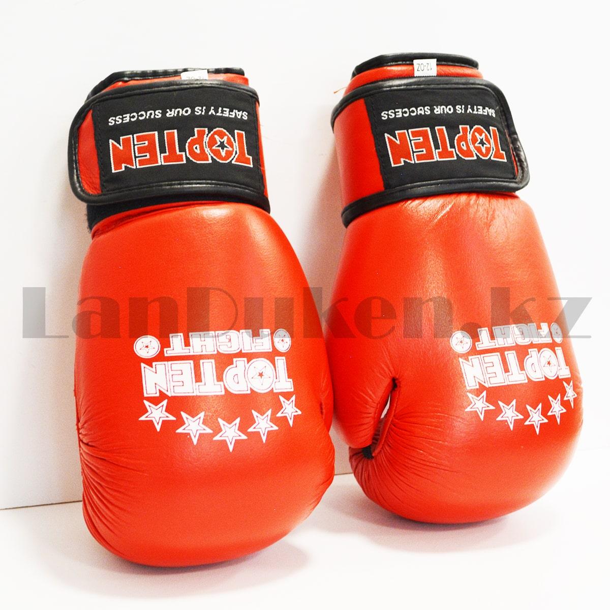 Боксерские перчатки 12-OZ Topten Fight красные-черные с надписью - фото 3 - id-p93257797