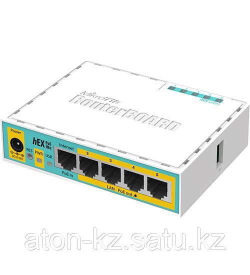 Сетевой маршрутизатор MikroTik hEX PoE lite Router 5 port 10/100M, (4+1) x 10/100M, PoE, USB, [RB750UPr2]