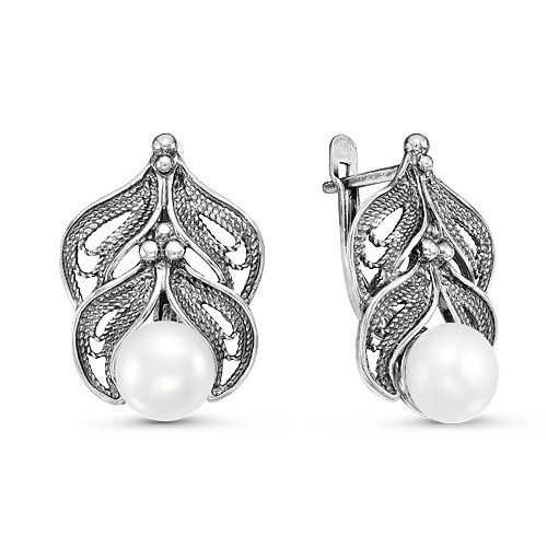 Серьги Красная Пресня , жемчуг культ., ажурное 3339430