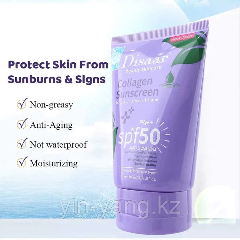 Солнцезащитный крем для лица и тела с коллагеном SPF 50 Disaar, 100мл - фото 5 - id-p93278606