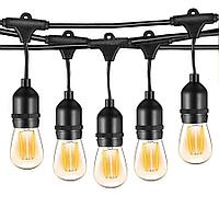 Гирлянда с ретро лампочками 10 метров 20 ламп. Свисающая гирлянда с лампами ретро