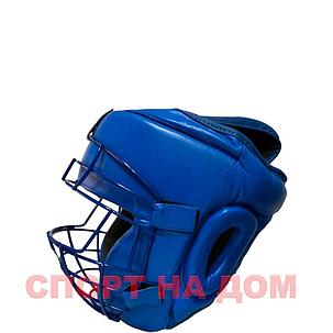 Шлем для каратэ с решёткой (синий-кожа) L, фото 2
