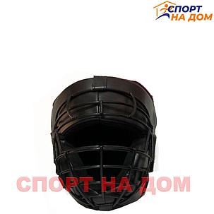 Шлем для каратэ с решёткой (чёрный-кожа) L, фото 2