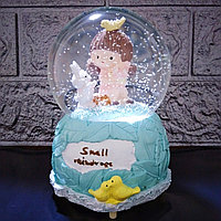 Музыкальный снежный шар "Девочка и Зайчик", 16см., фото 1