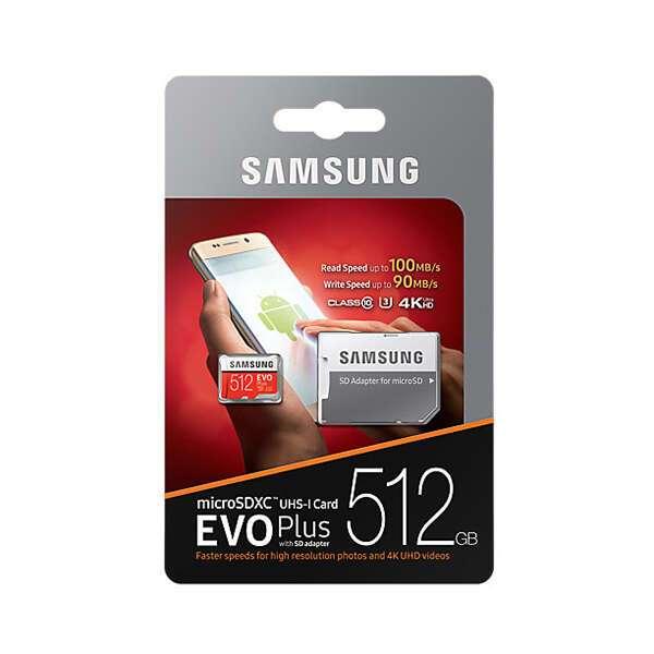 Карта памяти Micro SDXC 512GB Samsung Evo Plus, Class 10 UHS-I U3,адаптер 100/90 Мб/c