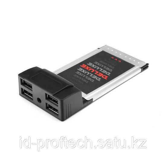 Адаптер, Deluxe, DLA-UH4, PCMCI Cardbus на USB HUB 4 Порта, USB 2.0, High Speed, Чипсет NEC, Для ноутбука