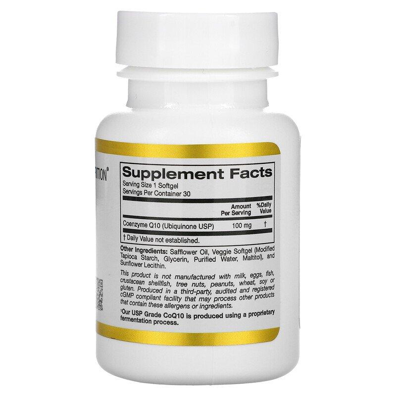 Коэнзим Q10, 100 мг, 30 растительных капсул, California Gold Nutrition - фото 2 - id-p93316077