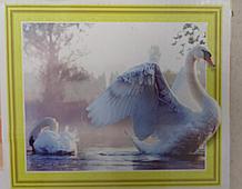 Алмазная живопись Лебеди/ картина из страз/ алмазная мозаика с лебедями