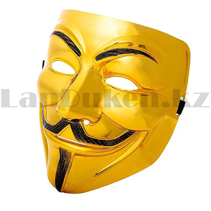 Карнавальная маска Гая Фокса золотая - фото 3 - id-p93332757