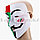 Маска Гая Фокса карнавальная маска с подкладками Анонимус белая с зеленым, красным и черным принтом 41, фото 10
