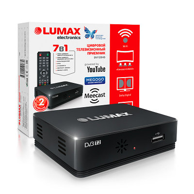 Цифровая TV-приставка LUMAX DV1120HD, DVB-T2 /DVB-C, HDMI, USB +RC - Черный