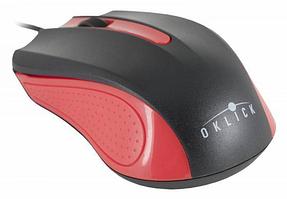 Мышь Oklick 225M черный/красный оптическая (1200dpi) USB (3but)