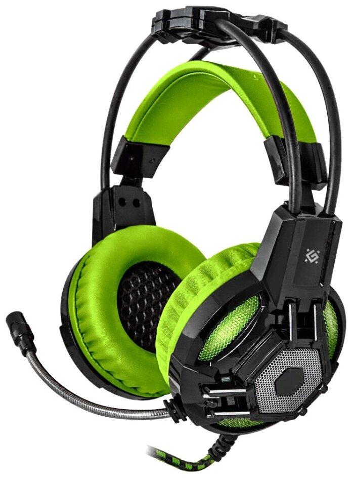 Гарнитура Defender Lester, 20Hz-20kHz, 32 Om, 100dB, mic 20Hz-16kHz, 2.2 m, Black-Green