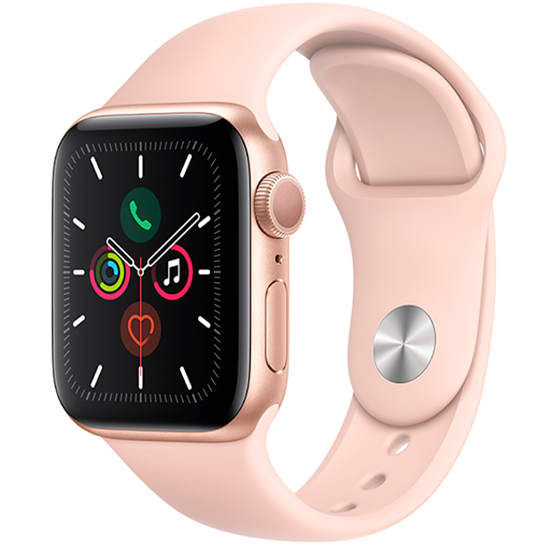 Смарт-часы Apple Watch Series 5, 44mm, 32Gb ROM, Wi-Fi, BT, GPS, фторэластомер, Gold-Pink - фото 1 - id-p93355177