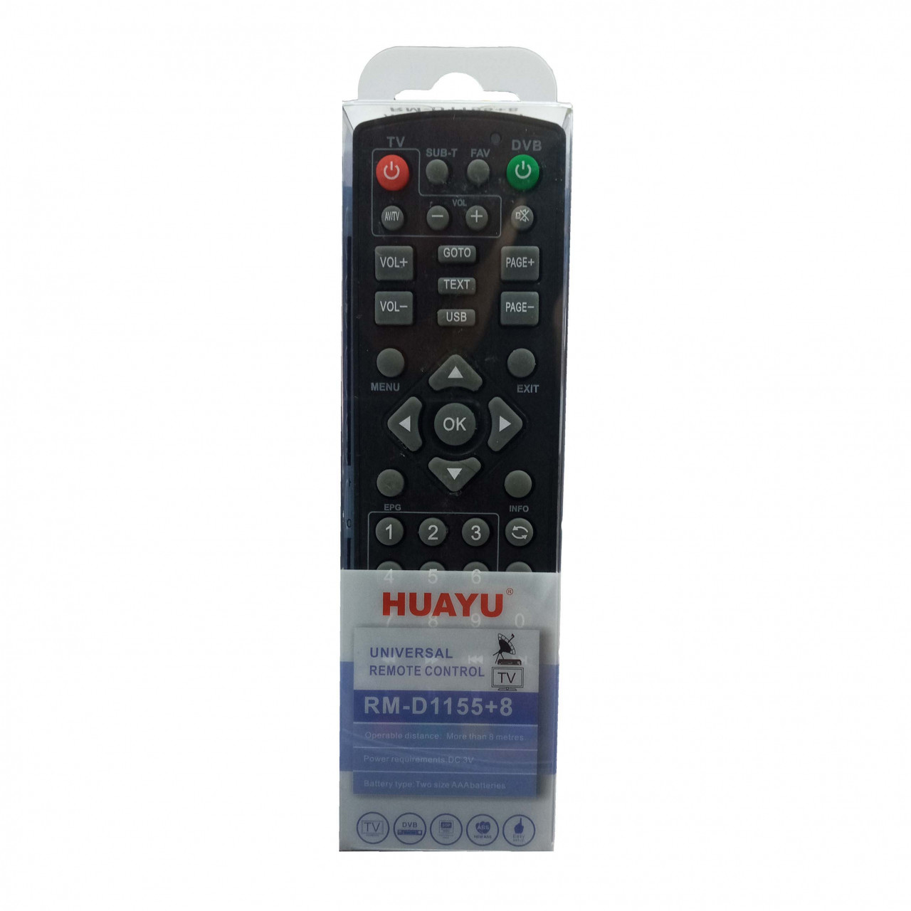 Универсальный пульт для эфирных ресиверов DVB-T3/T5/T7, Huayu RM-D1155+8 - фото 3 - id-p93356552