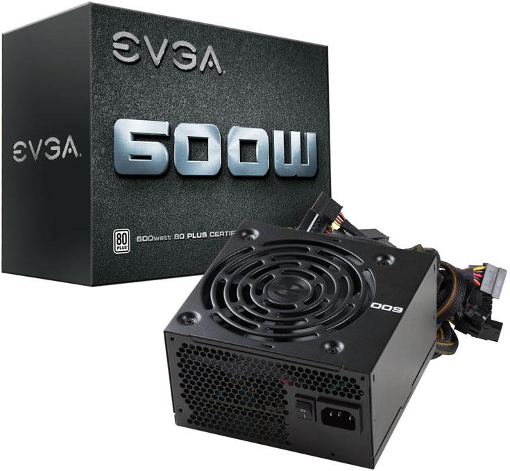 Блок питания ATX 600W EVGA 600 W1,12sm fan,20+4/24+4/20+4+8/24+8, 6SATA,3mol,2x6p/2x2p PCI-E, ATX