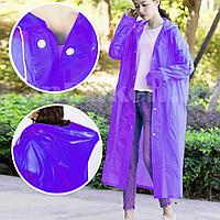 Универсальный плащ-дождевик с капюшоном на кнопках многоразовый Eva Raincoat 00158 фиолетовый