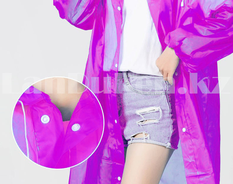 Универсальный плащ-дождевик с капюшоном на кнопках многоразовый Eva Raincoat 00158 розовый - фото 10 - id-p88206246