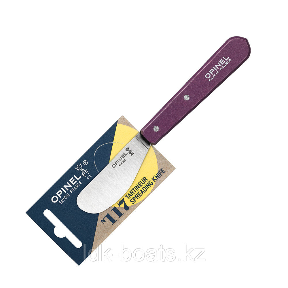 Нож для масла Opinel №117, деревянная рукоять, блистер, нержавеющая сталь, сливовый - фото 1 - id-p93382051