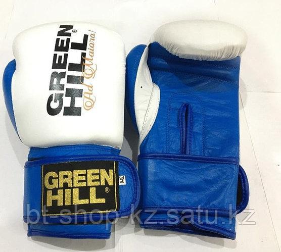 Боксерские перчатки GREEN HILL кожа (цвет бело-синий) 12,14,16OZ