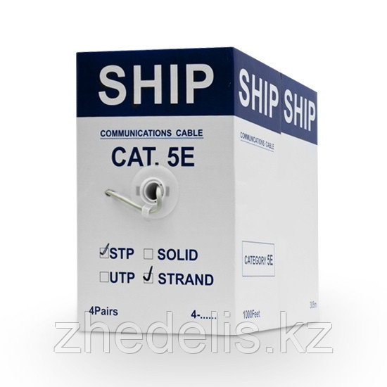 Кабель сетевой, SHIP, D145S-P, Cat.5e, FTP, 30В, 4x2x7/0.16мм, PVC, 305 м/б (Экранированный, Многожильный) - фото 2 - id-p93391384