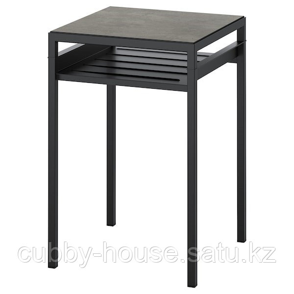 NYBODA НИБОДА Столик с двусторонней столешницей, темно-серый под бетон/черный, 40x40x60 см