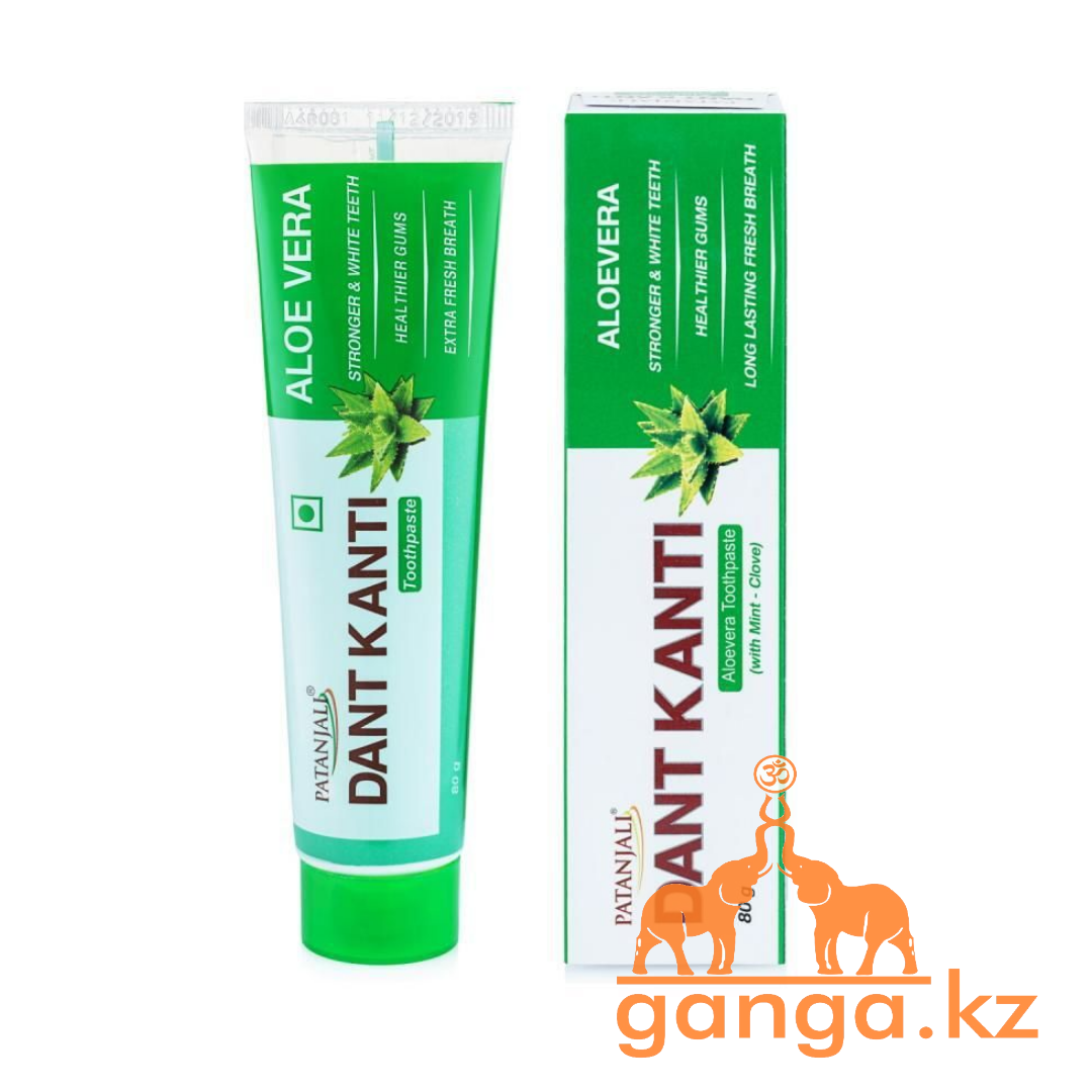 Аюрведическая зубная паста с алое и гвоздикой (Dant Kanti Aloevera Toothpaste PATANJALI), 80 грамм