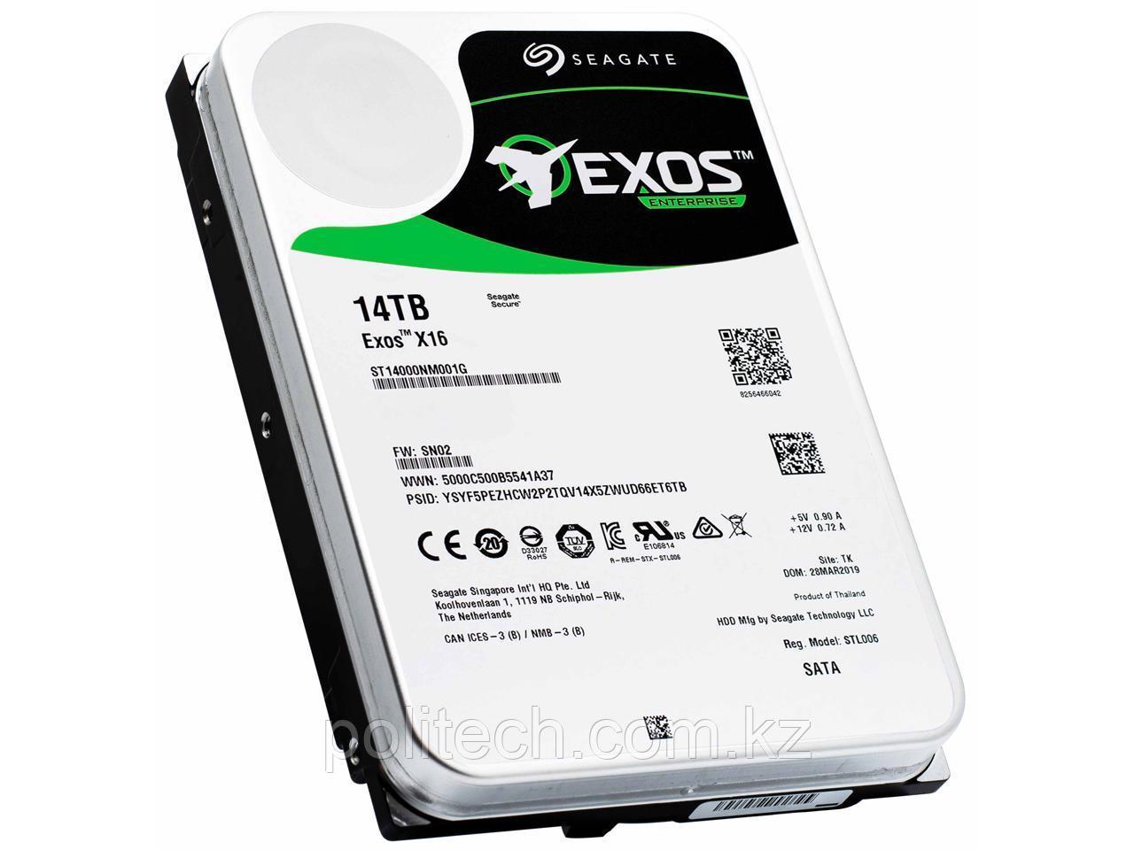 Жесткий диск Exos X16 HDD 14TB 512E ST14000NM001G 3.5" SATA 6Gb/s 256Mb 7200rpm