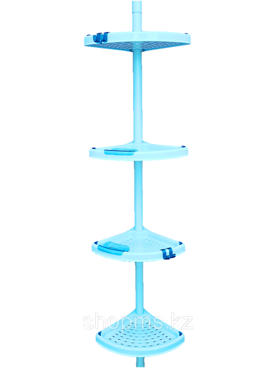 Угловая полка (голубая), телескопич. пластиковая трубка 135-260см, 4 полки 24,5*24,5 см, 2 M-N02-02