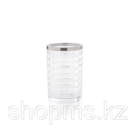 ATHENA Стакан для зубной пасты и щётки. Стекло и металл. Диаметр- 7 см, высота- 10,5 см. D-20702 ***, фото 1