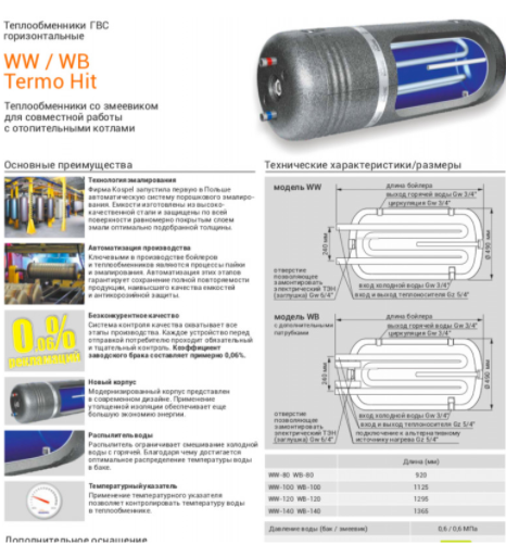 Водонагреватель косвенного нагрева Kospel WW-100 - фото 4 - id-p93514048