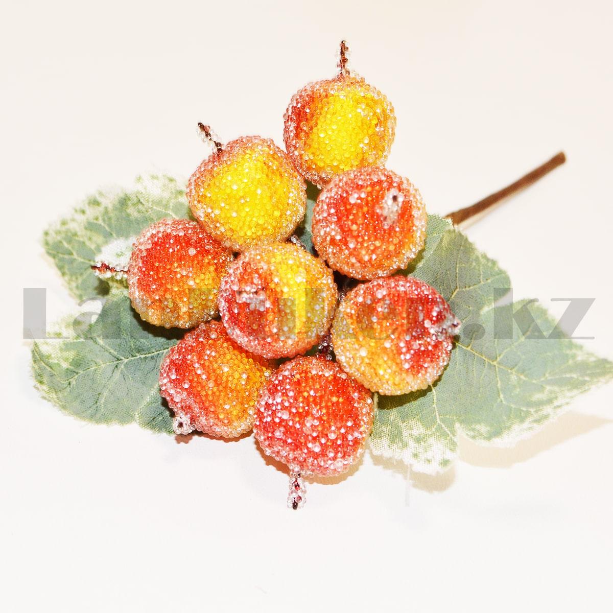 Букетик декоративный ягоды в сахаре красно-желтые - фото 4 - id-p93525826