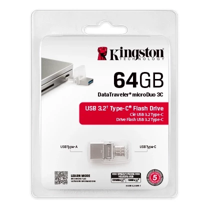 USB Флешка Kingston DataTraveler MicroDuo 3С 64Gb, серый - фото 3 - id-p93530796