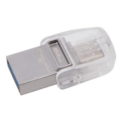 USB Флешка Kingston DataTraveler MicroDuo 3С 64Gb, серый - фото 1 - id-p93530796
