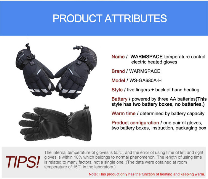 Теплые перчатки с подогревом на батарейках АА, XL-размер - фото 8 - id-p93545492
