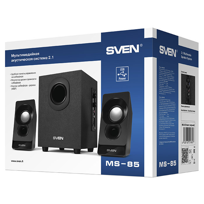 Колонки Sven MS-85 SV-016807 (2.1) - Black, 10Вт(2x2.5+5) RMS, 50Hz-20kHz - фото 3 - id-p93545480