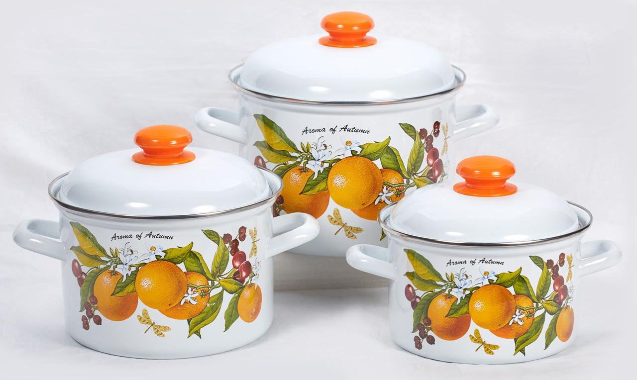 Набор кастрюль 007 "Фруктовая фантазия" (Лысьвенские Эмали, Россия), фото 1