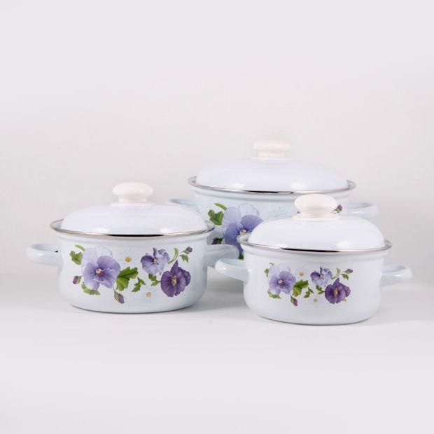 Набор кастрюль 124 "Анютины глазки" (Лысьвенские Эмали, Россия), фото 1