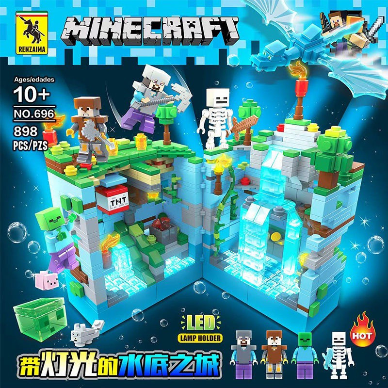 RENZAIMA Minecraft 696 Конструктор Подземная пещера Майнкрафт (Аналог LEGO)