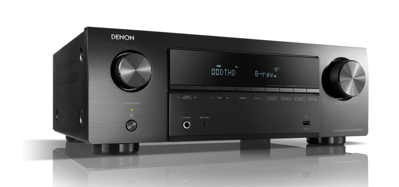 Ресивер Denon AVR-X550BTBKE2, 5.2, 5 каналов по 130W, Dolby TrueHD/MP3, USB, FM/AM, HDMI, SPDIF