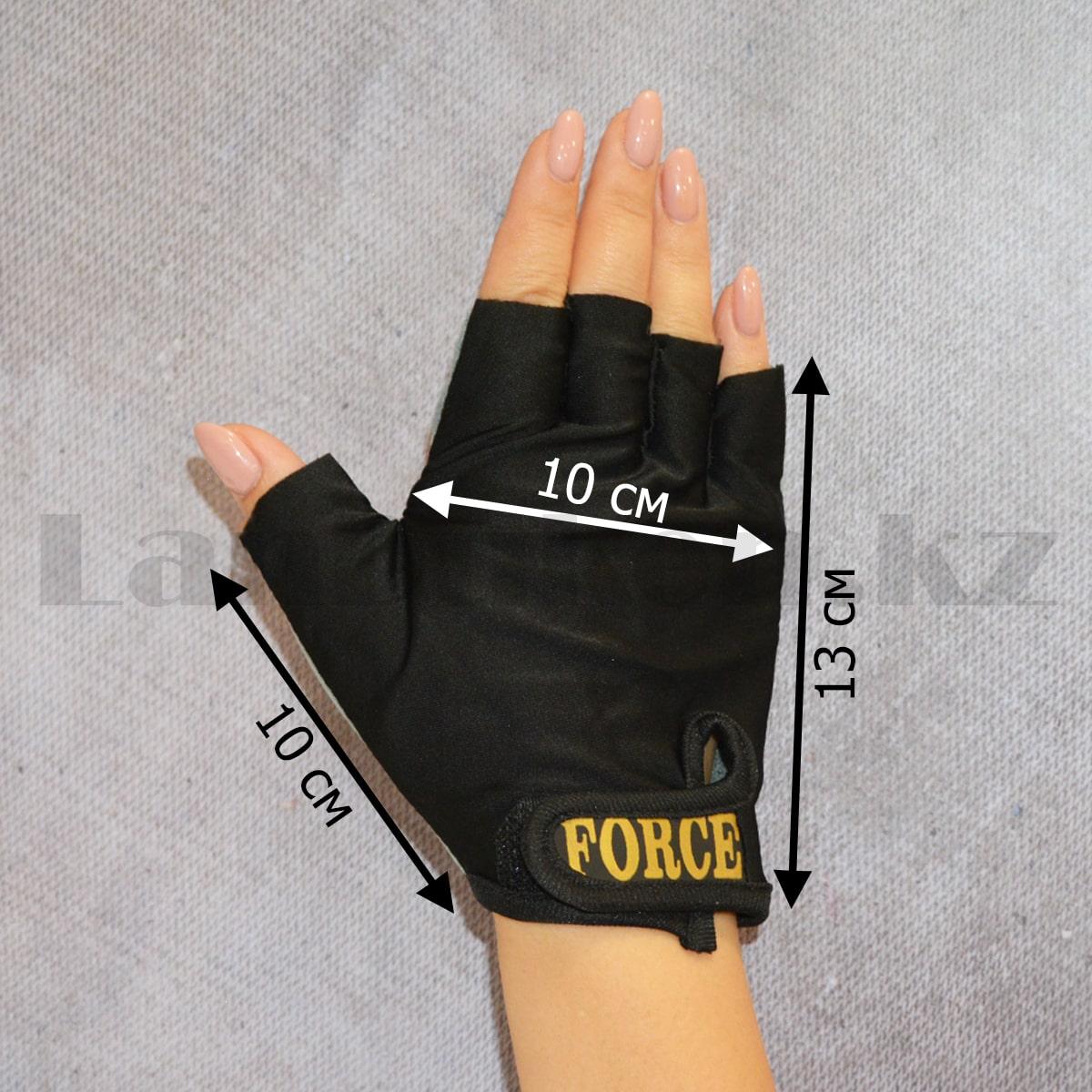 Перчатки для фитнеса и тренажеров, турника Force (без пальцев) размер L черно-серые - фото 2 - id-p93559592