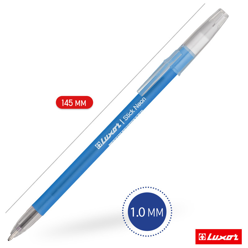 Ручка шариковая Luxor "Stick Neon" синяя, 1,0мм, корпус ассорти - фото 2 - id-p93560161