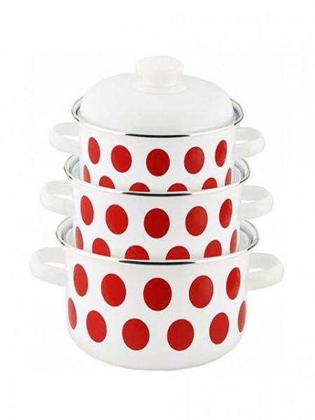 Набор кастрюль 124 "Горох красный" (Лысьвенские Эмали, Россия), фото 1